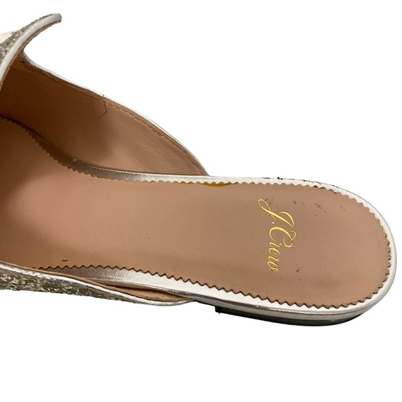 PERFECT FOR THE HOLIDAYS!! NO HEEL!! J Crew Glitter Slide Silver Flats 9.5 - Picture 11 of 11
